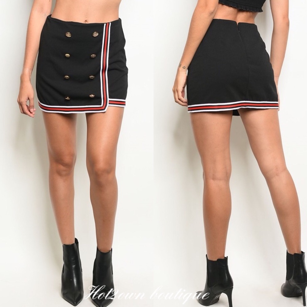 Black Red Button Down Skirt